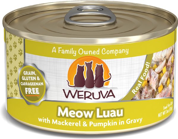 Weruva Meow Luau with Mackerel & Pumpkin Grain-Free Canned Cat Food, 3-oz, case of 24 slide 1 of 9