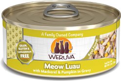 Weruva Meow Luau with Mackerel & Pumpkin Grain-Free Canned Cat Food, 5.5-oz, case of 24