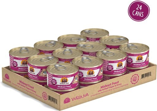 Weruva Mideast Feast with Grilled Tilapia in Gravy Grain-Free Canned Cat Food, 3-oz, case of 24