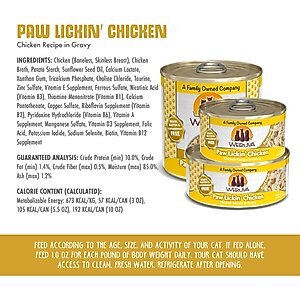 Weruva Paw Lickin' Chicken in Gravy Grain-Free Canned Cat Food, 3-oz, case of 24