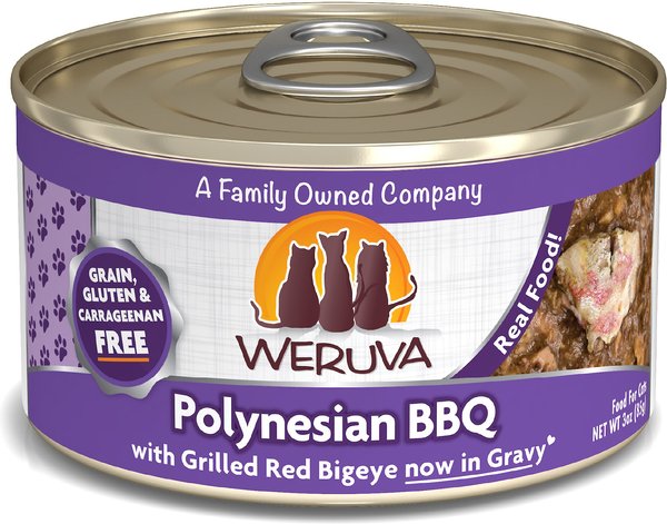 Weruva Polynesian BBQ with Grilled Red Bigeye Grain-Free Canned Cat Food, 3-oz, case of 24 slide 1 of 9