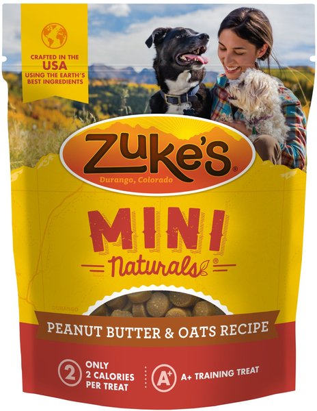 Zuke's Mini Naturals Valentine Hearts Peanut Butter & Oats Recipe Soft & Chewy Training Bits Dog Treats, 5-oz bag