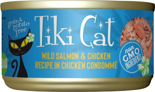 Tiki Cat Napili Luau Wild Salmon & Chicken in Chicken Consomme Grain-Free Canned Cat Food, 2.8-oz, case of 12 slide 1 of 9