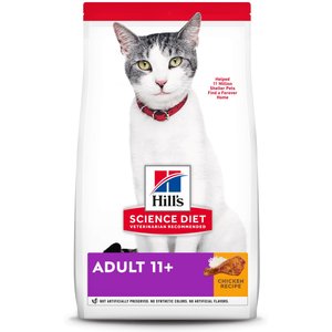 Hill's Science Diet Adult 11+ Chicken Recipe Dry Cat Food, 3.5-lb bag