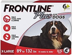 Frontline Plus Flea & Tick Spot Treatment for Extra Large Dogs, 89-132 lbs, 6 Doses (6-mos. supply)