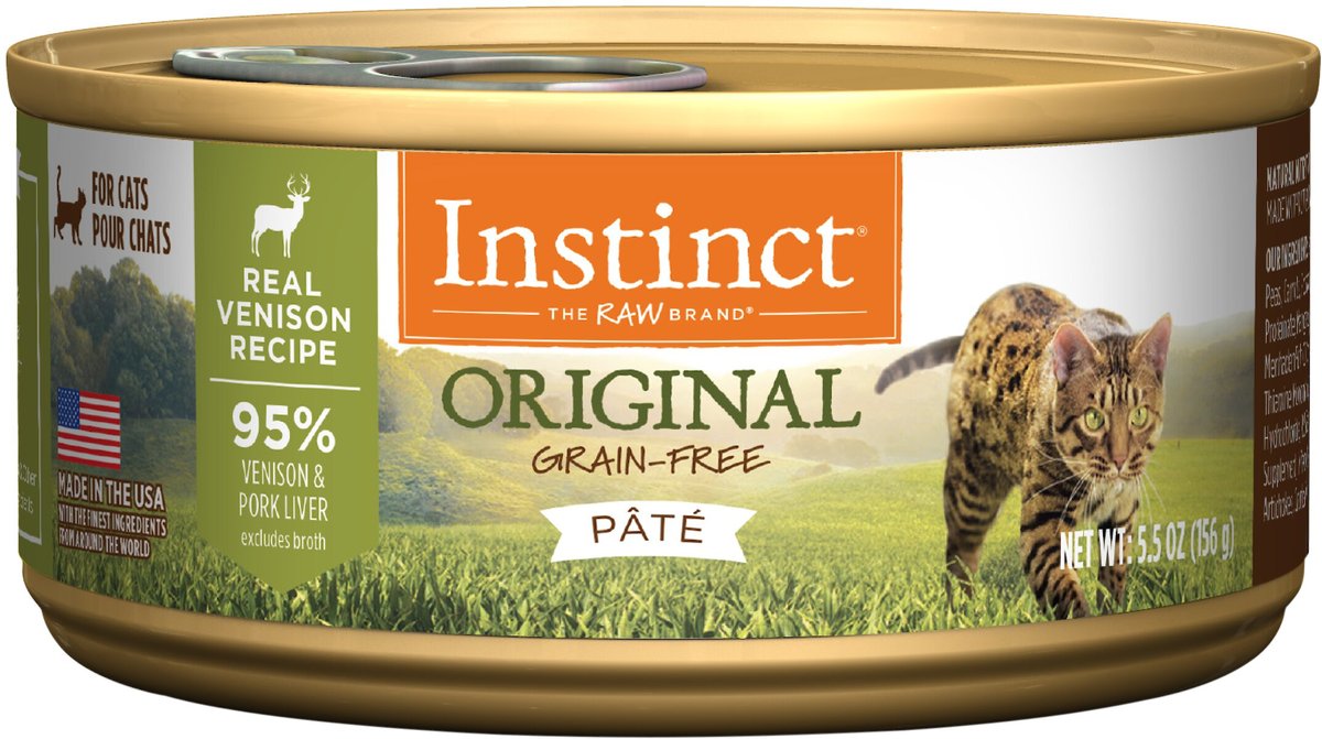 INSTINCT Original Real Venison Recipe Grain Free Pate Wet Cat Food 5.5 oz can case of 12 Chewy