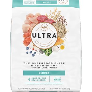 Nutro Ultra Senior High Protein Natural Dry Dog Food with a Trio of Proteins from Chicken, Lamb & Salmon, 15-lb bag
