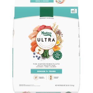 Nutro Ultra Senior High Protein Natural Dry Dog Food with a Trio of Proteins from Chicken, Lamb & Salmon, 30-lb bag