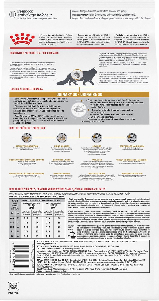 ROYAL CANIN VETERINARY DIET Adult Urinary SO Dry Cat Food 17.6 lb