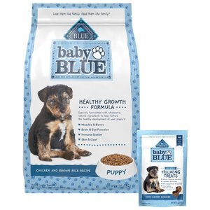 Blue Buffalo Baby BLUE Healthy Growth Formula Natural Puppy Dry Dog Food, Chicken and Brown Rice Recipe 4-lb + Training Treats Natural Puppy Soft Treats, Savory Chicken