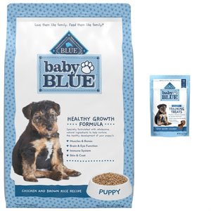 Blue Buffalo Baby BLUE Healthy Growth Formula Natural Puppy Dry Dog Food, Chicken and Brown Rice Recipe 24-lb + Training Treats Natural Puppy Soft Treats, Savory Chicken