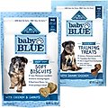 Blue Buffalo Baby BLUE Soft Biscuits Natural Puppy Dog Treats, Chicken & Carrots + Training Treats Natural Puppy Soft Treats, Savory Chicken