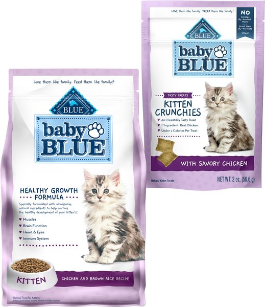 Blue Buffalo Baby BLUE Healthy Growth Formula Natural Kitten Dry Cat Food, Chicken and Brown Rice Recipe + Kitten Crunchies Natural Kitten Treats, Savory Chicken slide 1 of 9
