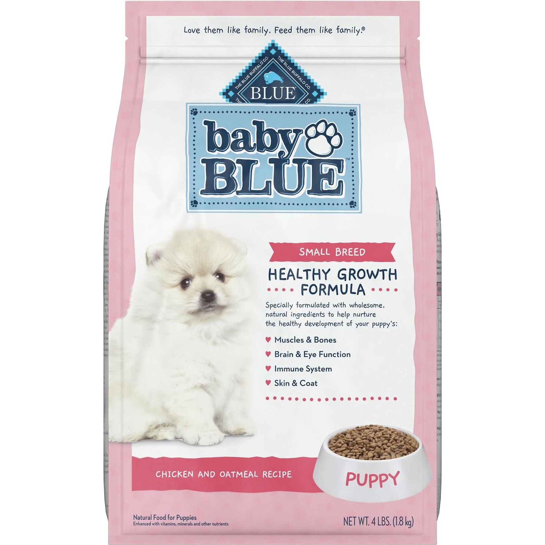 BLUE BUFFALO Baby Blue Healthy Small Breed Growth Formula Natural Chicken Oatmeal Rice Recipe Puppy Dry Food 4 lb bag bundle of 2 Chewy