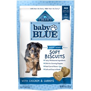 Blue Buffalo Baby Blue Soft Biscuits Natural Chicken & Carrots Puppy Treats, 8-oz bag, bundle of 2