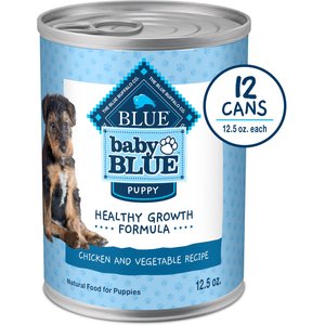 Blue Buffalo Baby Blue Healthy Growth Formula Natural Chicken & Vegetable Recipe Puppy Wet Food, 12.5-oz cans, case of 12