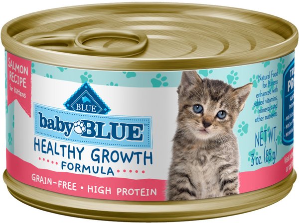 Blue Buffalo Baby Blue Healthy Growth Formula Grain-Free High Protein Salmon Recipe Kitten Wet Food, 3-oz cans, case of 24 slide 1 of 8