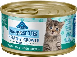 Blue Buffalo Baby Blue Healthy Growth Formula Grain-Free High Protein Chicken Recipe Kitten Wet Food, 3-oz cans, case of 24