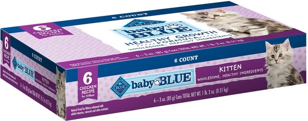 Blue Buffalo Baby Blue Healthy Growth Formula Natural Multi-Pack Chicken Recipe Kitten Wet Food, 3-oz cans, 6 count slide 1 of 8