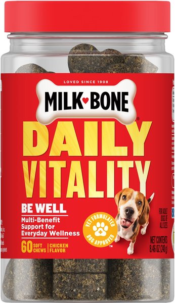 Milk-Bone Be Will Daily Vitality Soft Chew Multivitamin for Dogs, 8.46-oz tub, 60 count slide 1 of 8