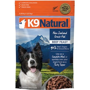 K9 Natural Beef Feast Raw Grain-Free Freeze-Dried Dog Food, 1.1-lb bag