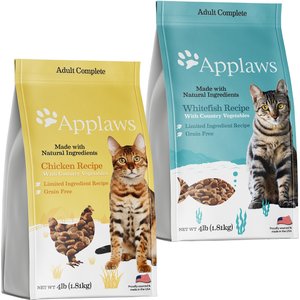 Applaws Adult Complete Chicken Recipe with Country Vegetables + Whitefish Recipe with Country Vegetables Grain-Free Dry Cat Food