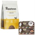 Applaws Adult Complete Chicken Recipe with Country Vegetables Grain-Free Dry Cat Food + Fancy Feast Savory Centers Variety Pack Canned Food