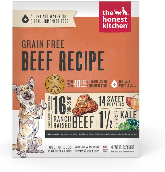 The Honest Kitchen Beef Recipe Grain-Free Dehydrated Dog Food, 10-lb box slide 1 of 11