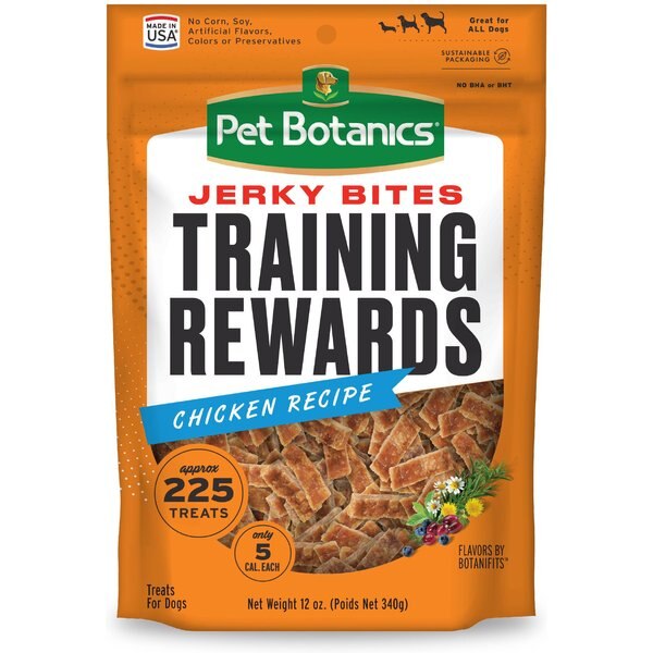 PET BOTANICS Training Reward Chicken Jerky Bites Dog Treats, 12oz bag