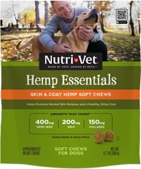 Nutri-Vet Hemp Peanut Butter & Honey Flavor Skin & Coat Soft Chew Supplement for Adult Dogs, 12.7-oz