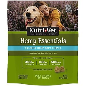 Nutri-Vet Hemp Peanut Butter & Honey Flavor Calming Soft Chew Supplement for Adult Dogs, 12.7-oz