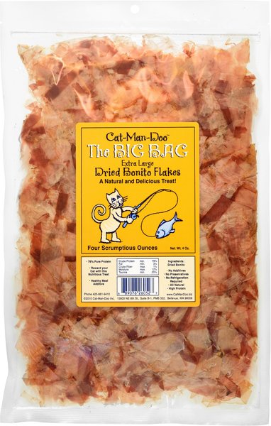 Cat-Man-Doo Extra Large Dried Bonito Flakes Cat & Dog Treats, 4-oz bag slide 1 of 6