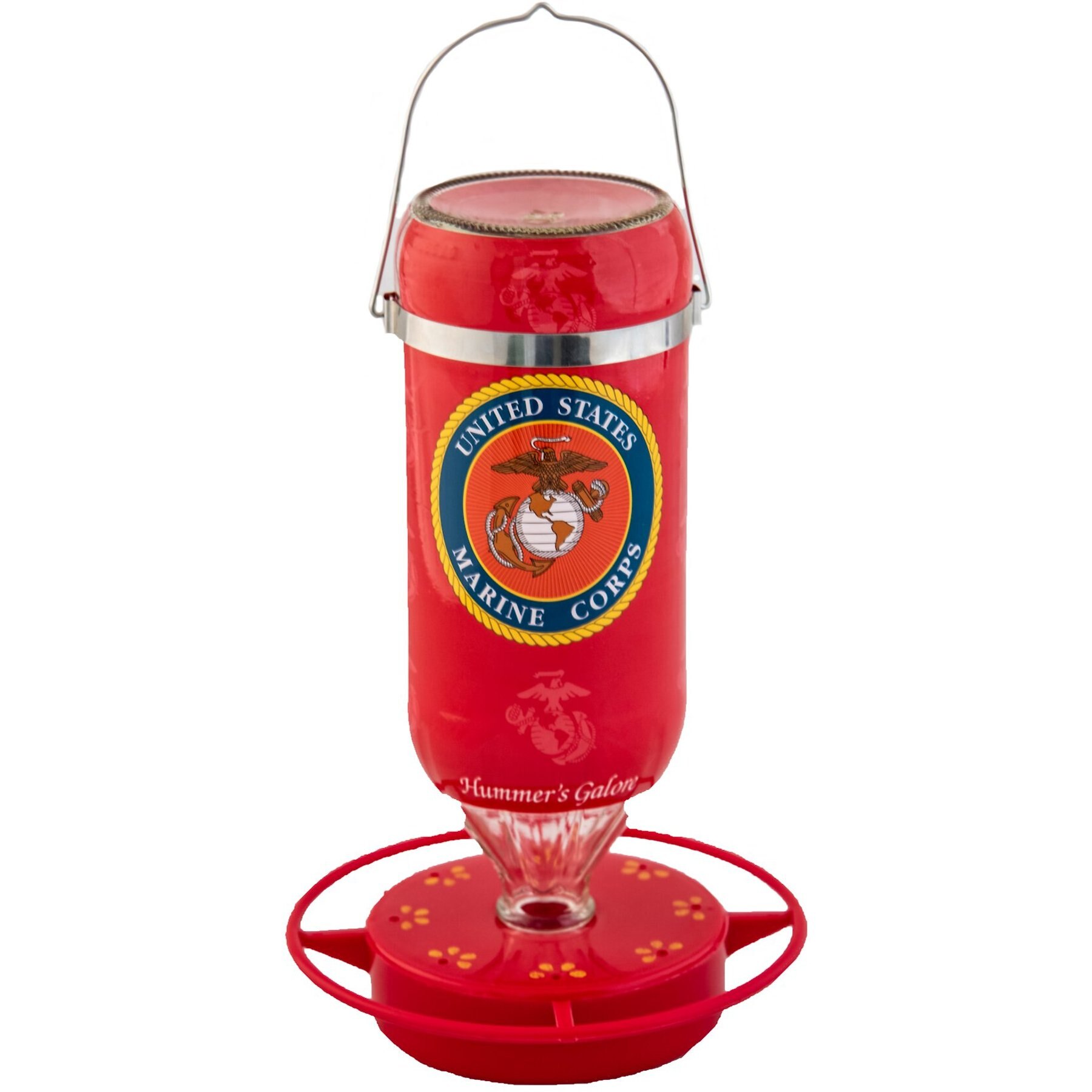Hummer's Galore United States Marine Corp Hummingbird Feeder, Red, 32-oz