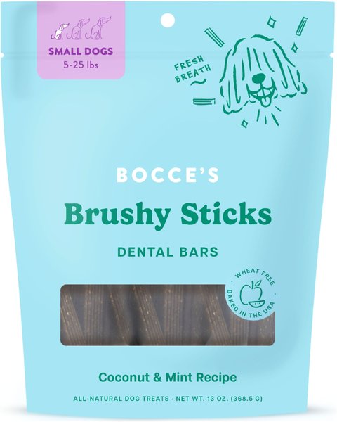Bocce's Bakery Dailies Brushy Stick Bars Small Coconut & Mint Dental Dog Treat, 26 count slide 1 of 2