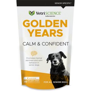 VetriScience Golden Years Chicken Flavor Calm & Confident Behavior Support Chew Supplement for Senior Dogs, 60 count
