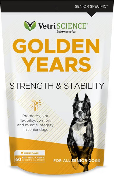 VetriScience Golden Years Chicken Flavor Strength & Stability Joint Support Chew Supplement for Senior Dogs, 60 count slide 1 of 6