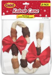 Cadet Premium Grade Holiday Cane Chicken & Sweet Potato Beefhide Kabob Dog Treats, 2 count
