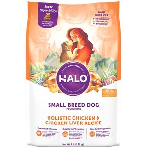 Halo Holistic Chicken & Chicken Liver Small Breed Dog Food Recipe Dry Dog Food Bag, 4-lb bag 