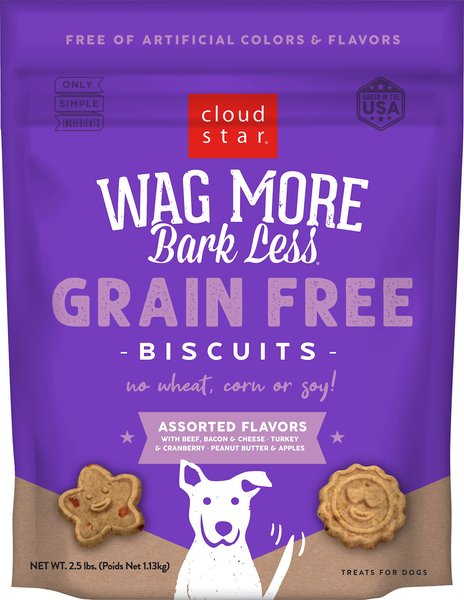 Cloud Star Wag More Bark Less Assorted Flavors Grain-Free Dog Crunchy Treats, 2.5-lb bag slide 1 of 2