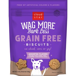 Cloud Star Wag More Bark Less Assorted Flavors Grain-Free Dog Crunchy Treats, 2.5-lb bag