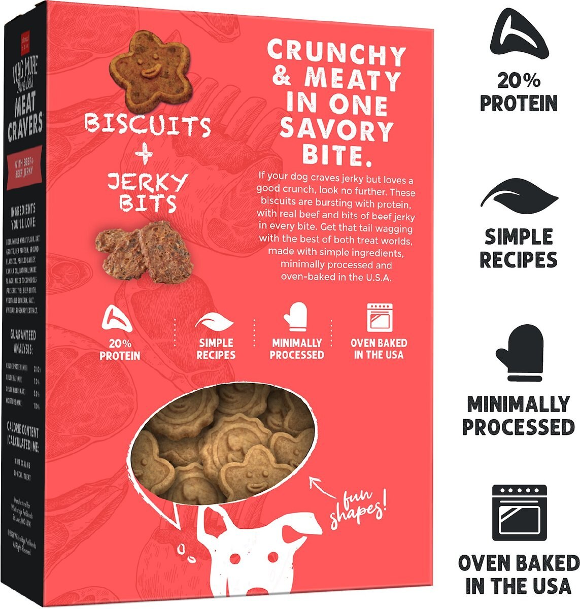 Cloud Star Wag More Bark Less Meat Cravers Beef Crunchy Dog Treats, 12-oz box