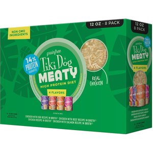 Tiki Dog Meaty Variety Pack Grain-Free Shredded Boxed Wet Dog Food, 12-oz, case of 8
