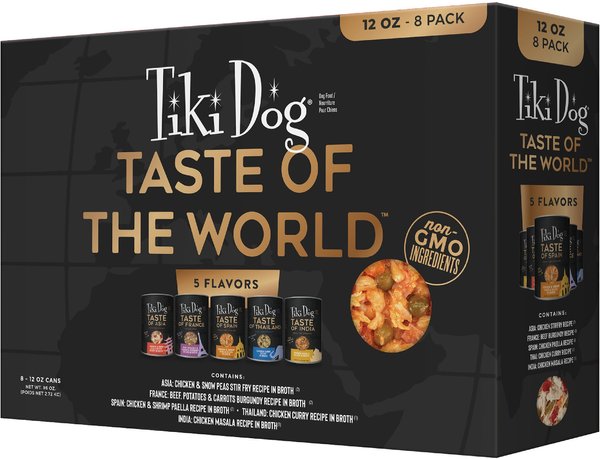 Tiki Dog Taste of World Variety Pack Grain-Free Chunks in Gravy Canned Dog Food, 12-oz, case of 8 slide 1 of 8