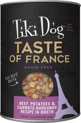 Tiki Dog Taste of France! Grain-Free Beef & Potatoes Burgundy Chunks in Gravy Canned Dog Food, 12-oz, case of 8
