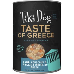 Tiki Dog Taste of Greece! Grain-Free Lamb Couscous & Chickpea Chunks in Gravy Canned Dog Food, 12-oz, case of 8