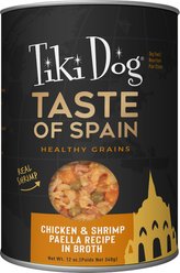 Tiki Dog Taste of Spain! Grain-Free Chicken & Shrimp Paella Chunks in Gravy Canned Dog Food, 12-oz, case of 8