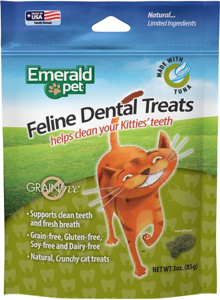 Emerald Pet Feline Dental Tuna Grain-Free Cat Treats, 3-oz bag slide 1 of 7