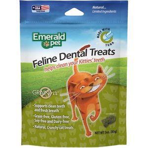 Emerald Pet Feline Dental Tuna Grain-Free Cat Treats, 3-oz bag