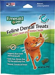 Emerald Pet Feline Dental Treats with Ocean Fish Cat Treats, 3-oz Bag