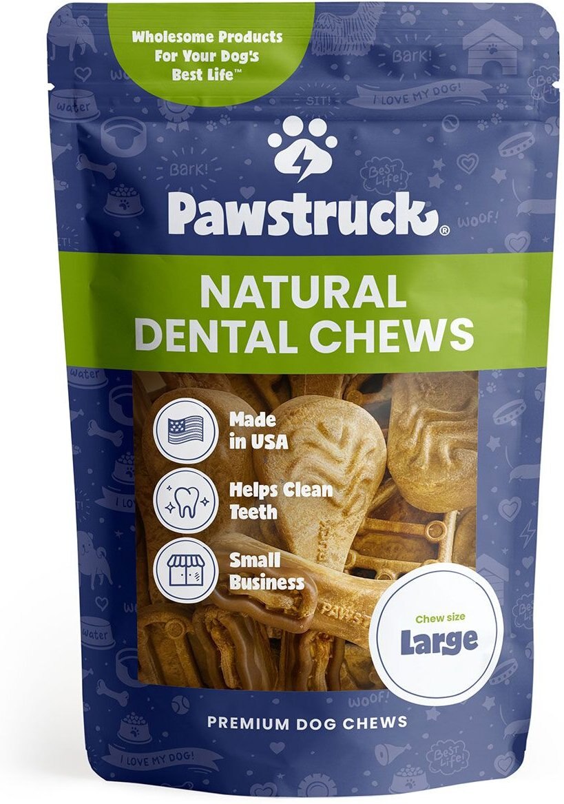 PAWSTRUCK Dental Chew Brush Large Dogs Treats, 30 count